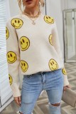 Winter Casual Apricot EMO Round Neck Long Sleeve Pullover Sweater