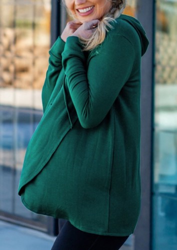 Winter groen zwarte lange mouwen split zwangere hoodies