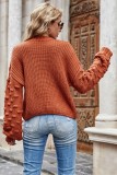 Winter Casual Solid Orange Round Neck Loose Long Sleeve Pullover Sweater