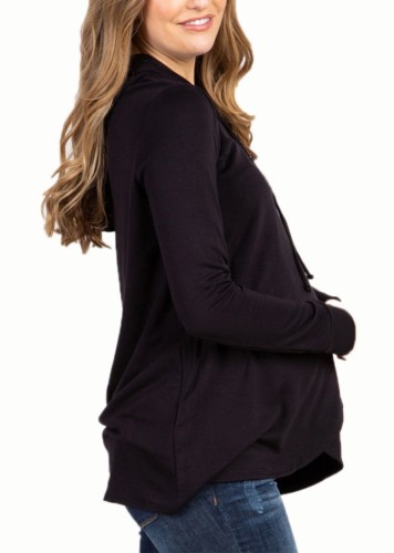 Winter Casual zwarte lange mouwen split zwangere hoodies