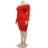 Winter Plus Size Red Sweetheart Long Bodycon Dress