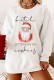 Winter White Christmas Print Round Neck Long Sleeve Loose Top