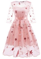 Spring Pink Floral Wedding Bridemaid Dress