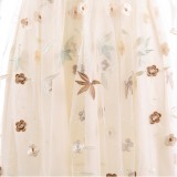 Spring Beige Floral Wedding Bridemaid Dress