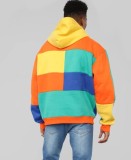Winter Men Color Block Pocketed Hoody Sweatshirt