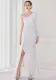 Winter Elegant White Sequins Ruffled One Shoulder Long Sleeve Slit Formal Party Evening Dress