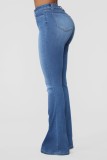 Fall Sexy Blue Low Waist stretchy Flare Jeans
