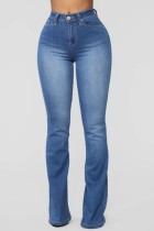 Jeans svasati elasticizzati a vita bassa sexy blu autunnali
