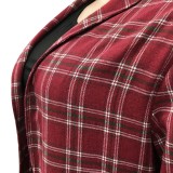Fall Casual Red Plaid Long Sleeve Oversize Long Cardigan Coat