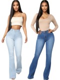 Fall Sexy Light Blue Low Waist stretchy Flare Jeans