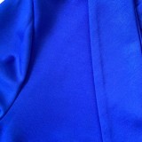 Fall Professional Blue Long Sleeve Knotted Blazer Dress