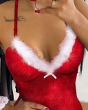 Christmas Sexy Red Sleeveless With Lace Romper