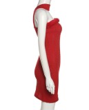 Winter Red One Shoulder Mini Christmas Dress