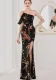 Summer Black Sequin One Shoulder Slit Long Evening Dress