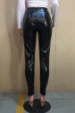 Winter Black High Waist Tight Sexy Leather Pants
