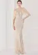Summer Beige Sequin Strap Mermaid Long Evening Dress
