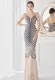 Elegant Blue Shining Sequins V Neck Strapless Slim Formal Cocktail Party Evening Gown