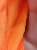 Winter Casual Sport Orange Zip Hoody Sweatshirt and Sweatpants Two Piece Set Wholesale Jogger Suit