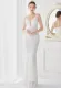 Elegant White Shining Sequins V Neck Strapless Slim Formal Cocktail Party Evening Gown