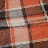 Winter Casual Orange Plaid Button Up Turndown Collar Full Sleeve Long Blouse Coat