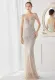 Elegant Silver Shining Sequins V Neck Strapless Slim Formal Cocktail Party Evening Gown