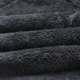 Winter Casual Dk-Grey Fleece Zipper Long Sleeve Hooded Top
