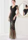 Summer Elegant Black V Neck Tassels Short Sleeve Sequins Stripe Mermaid Evening Dress