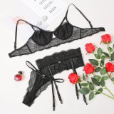 Sexy Black Lace Bra And Panty Galter Lingerie Set