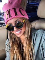 Winter Fashion Pink Letter Knited Hat