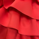 Spring Sweet Red Puff Short Sleeve Ruffled Layered Party Dress