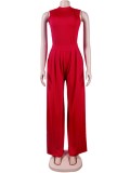 Summer Sexy Red Sleeveless Top And Wide Pant Wholesale Womens 2 Piece Sets