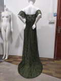 Summer Elegant Green Lace Off Shoulder Mesh Maternity Long Dress