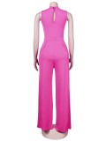 Summer Sexy Pink Sleeveless Top And Wide Pant Wholesale Womens 2 Piece Sets