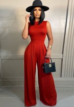 Verano sexy rojo sin mangas y pantalón ancho al por mayor conjuntos de 2 piezas para mujer