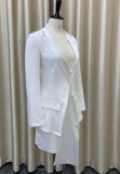 Autumn Formal White Blazer and Matching Mini Skirt Set