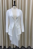 Autumn Formal White Blazer and Matching Mini Skirt Set