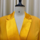 Autumn Formal Yellow Blazer and Matching Mini Skirt Set