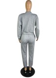 Spring Casual Gray Crop Cheap Yoga Bra Solid Baseball Jacket And Sweatpants 3Pcs Set Tracksuit Vendors