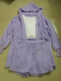 Winter Warm Purple Fleece Hoody Coat Crop Tank And Shorts 3 Pcs Pajamas