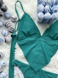Green Two Piece Halter Swimwear
