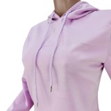 Spring Purple Lace-Up Hoody Two Piece Tracksuit