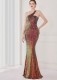 Spring Elegant Bling Bling Blue Sequins One Shoulder Sleeveless Mermaid Formal Cocktail Evening Dress