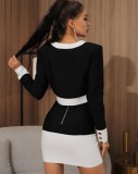 Spring Eleagnt Black Button Up Long Sleeve Jacket and Pencil Skirt Wholesale Womens 2 Piece Sets