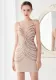 Summer Formal Kahaki Wave Sequins Strap Mermaid Party Dress