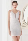 Summer Formal White Wave Sequins Strap Mermaid Party Dress