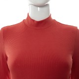 Winter Sexy Red High Collar Long Sleeve Silt Knit Dress