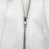Winter Plus Size White Zipper Pocket With Hood Long Sleeve Sweater Dress