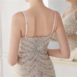 Summer Formal Silver Wave Sequins Strap Mermaid Party Dress