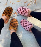 Women Winter Print Low-heeled Flat-bottomed Casual Spot Warm Plush Cotton Slippers