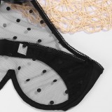 Women Black Sexy See-through Underwear Split Two-piece Lingerie Set